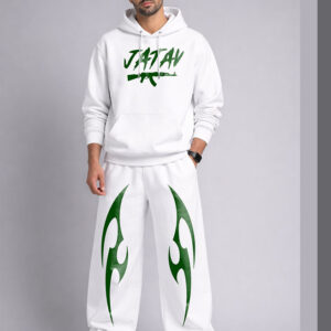 DesiiMunda White Jatav Printed Hoodie & Lower Combo for Jatav Community