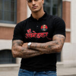 Desii Munda black polo t shirt Dr Ambedkar