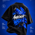 DesiiMunda Black Oversized T-Shirt with Ambedkarwadi Graphic Print Back and Front