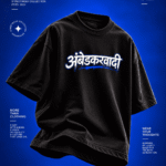 DesiiMunda Black Oversized T-Shirt with Ambedkarwadi Graphic Print Back and Front
