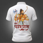 Cartoon style Dada Parshuram printed collar t-shirt