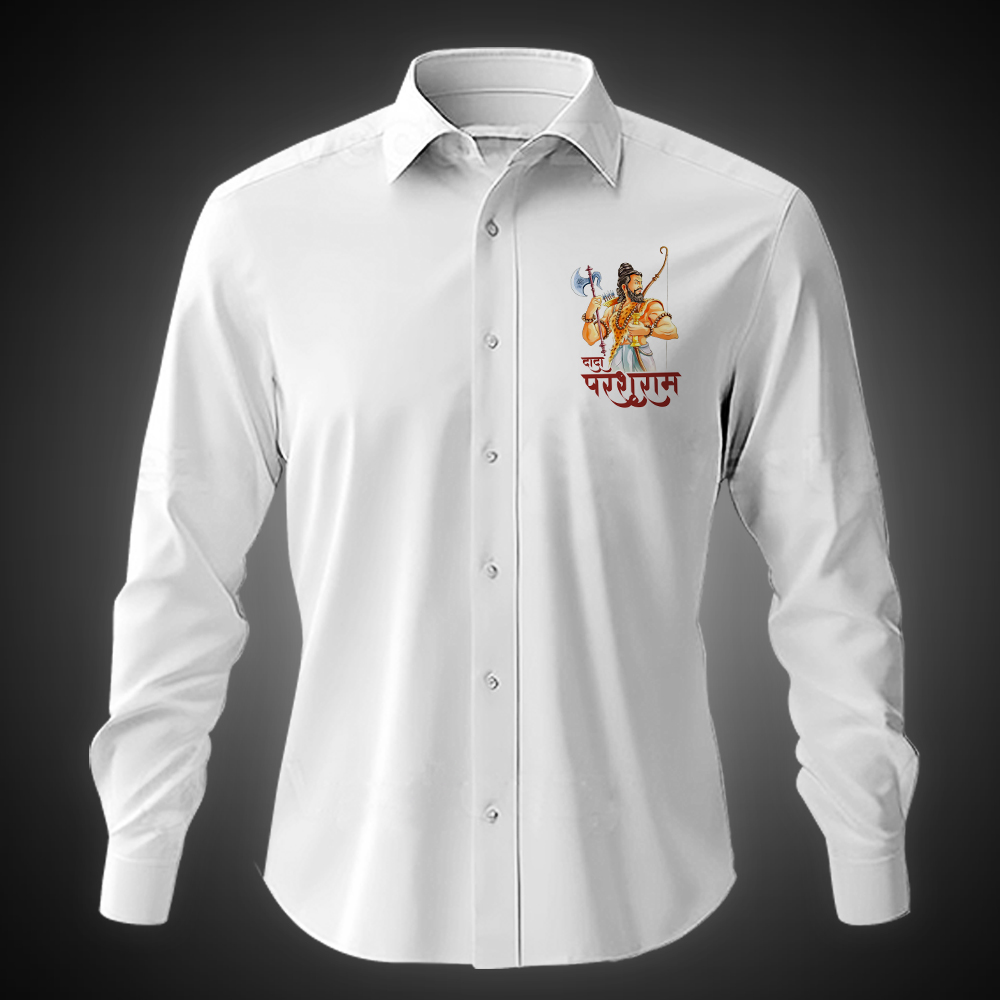 Desi Munda Dada Parshuram back printed white shirt for men