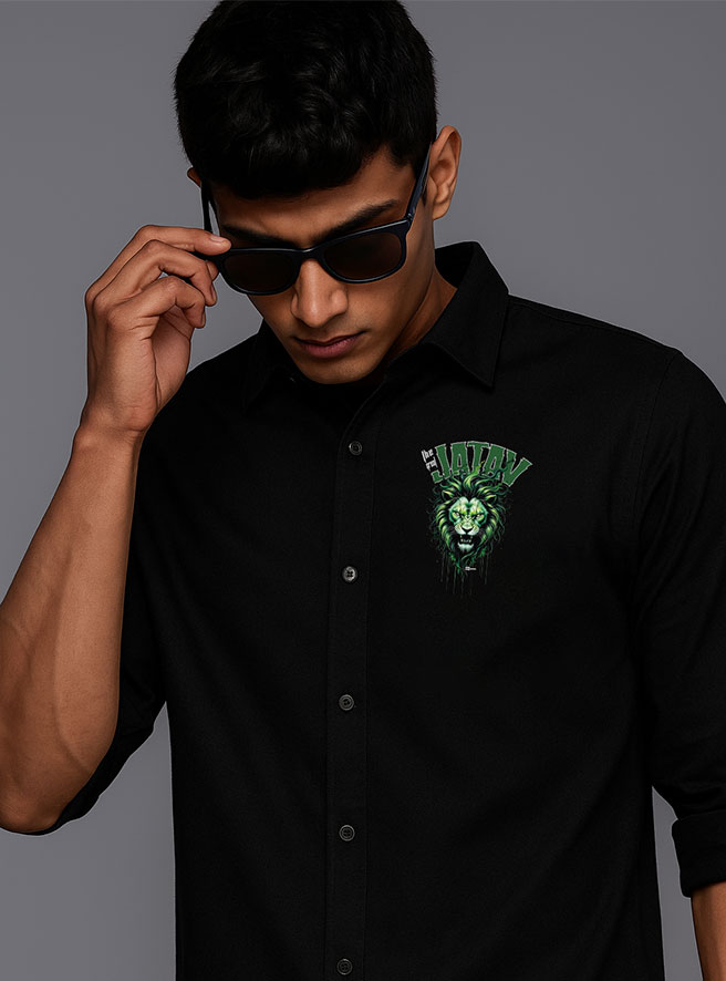 The Great Jatav Black Printed Shirt by DesiiMunda for Jatav Community