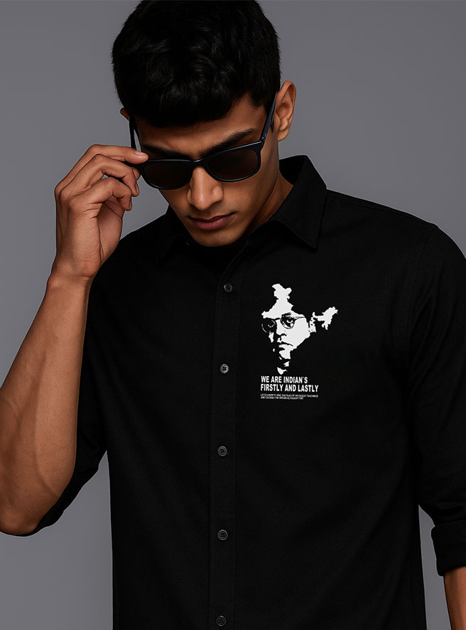We Are Indian’s Baba Saheb Black Printed Shirt by DesiiMunda for Jatav Community