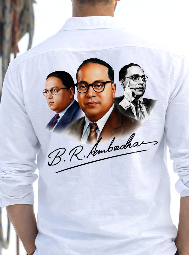Desii Munda white shirt Dr BR Ambedkar printed design