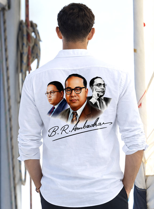 Desii Munda white shirt Dr BR Ambedkar printed design