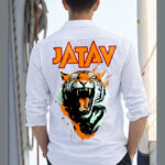 Desii Munda Jatav tiger printed white shirt