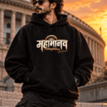 DesiiMunda Black Oversized Hoodie with Mahamanav Dr B R Ambedkar Graphic Back Print